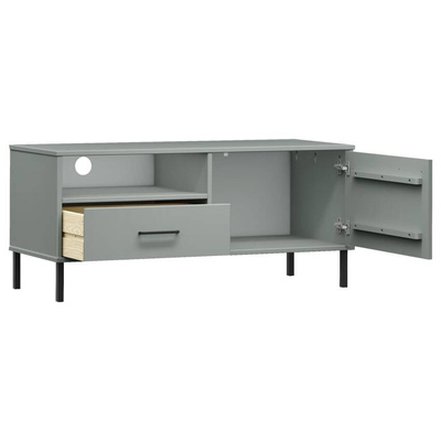 vidaXL Szafka pod TV OSLO, metalowe nóżki, szara, sosnowa