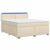 Łóżko Box Spring z materacem i LED kremowy 180 x 200 cm tkanina