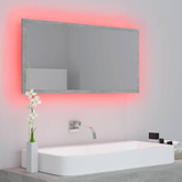 vidaXL Lustro łazienkowe LED, szarość betonu, 90x8,5x37 cm, akryl