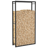 Stojak na drewno, matowy czarny, 80x28x154 cm, stalowy