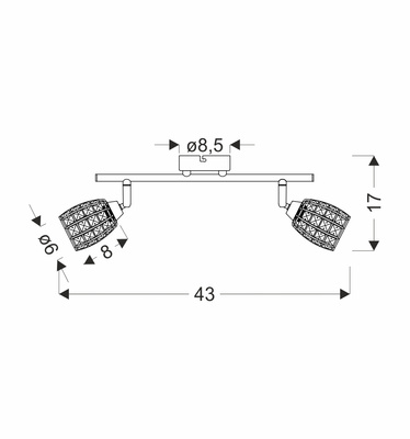 Randi lampa sufitowa listwa czarny matowy 3x15w e14 klosz dymiony