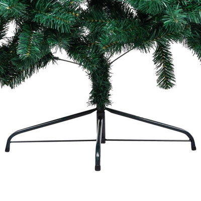 vidaXL Choinka z lampkami i bombkami, połówka, zielona, 150 cm