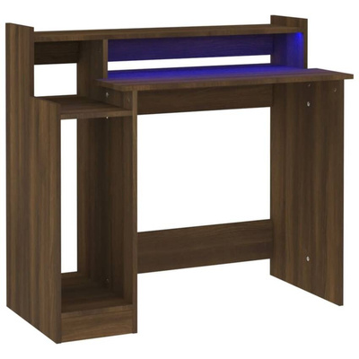 vidaXL Biurko z podświetleniem LED, brązowy dąb, 97x45x90 cm