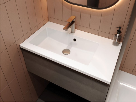 Umywalka BARCELONA 700 L MIRASTONE SZARA