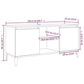 vidaXL Szafka pod TV, metalowe nóżki, przydymiony dąb, 103,5x35x50 cm