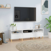 vidaXL Szafka pod TV, wysoki połysk, biała, 150x30x44,5 cm