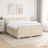 Łóżko Box Spring z materacem i LED kremowy 180 x 200 cm tkanina