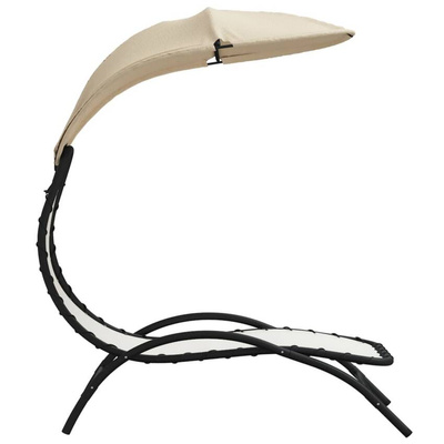 vidaXL Leżak z zadaszeniem, kremowy, 167x80x195 cm, tkanina i stal