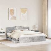 Ramka łóżka Betonowy szary 200 x 200 cm Drewno inżynieryjne