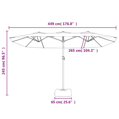 Podwójny parasol ogrodowy z LED, antracytowy, 449x245 cm