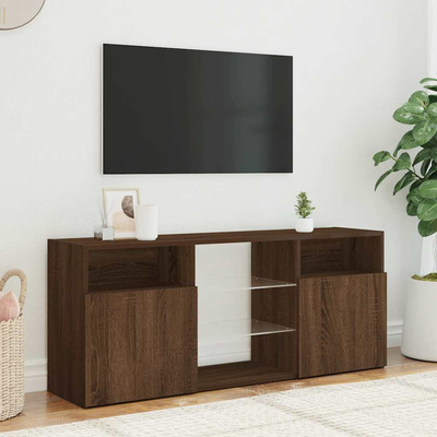 Szafka TV z oświetleniem LED, brązowy dąb, 120x30x50 cm