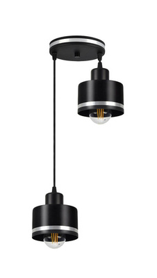 Lampa wisząca Wama podwójna metalowa nad stół czarna z chromem