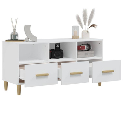 vidaXL Szafka pod TV, biała, wysoki połysk, 102x36x50 cm
