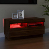 vidaXL Szafka pod TV z oświetleniem LED, brązowy dąb, 80x35x40 cm