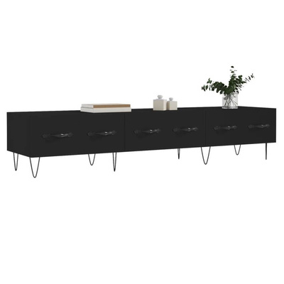 vidaXL Szafka pod TV, czarna, 150x36x30 cm, materiał drewnopochodny wariant 5