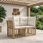 Ogrodowy loveseat 2 szt. 2-osobowy Naturalny i Kremowy Biały