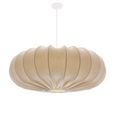 Lampa wisząca CAFEE' skandynawska z abażurem beżowym frappe 66 cm - nowoczesne oświetlenie sufitowe do salonu i jadalni E27