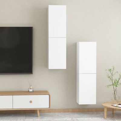vidaXL Szafki telewizyjne, 2 szt., białe, 30,5x30x110 cm