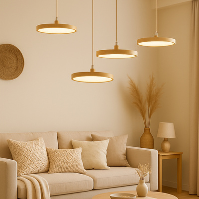 Lampa wisząca Abigali Woody 18W drewniana okrągła