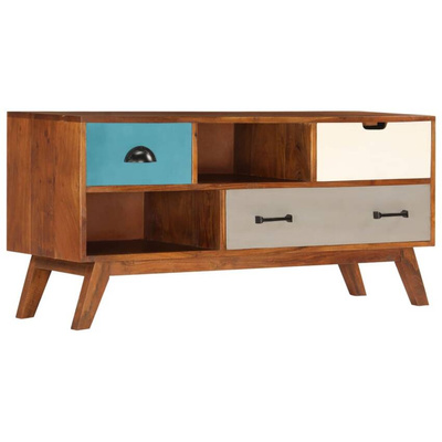 vidaXL Szafka pod TV z 3 szufladami, 110x35x50 cm, drewno akacjowe