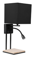 Theo lampa kinkiet czarny 1x40w e14 + 2w led Abażur czarny z włącznikami
