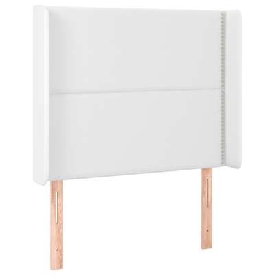 vidaXL Zagłówek do łóżka z LED, biały, 93x16x118/128cm, sztuczna skóra