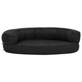 vidaXL Legowisko dla psa, 75x53 cm, wygląd lnu z polarem, czarne