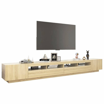 vidaXL Szafka pod TV z oświetleniem LED, dąb sonoma, 300x35x40 cm