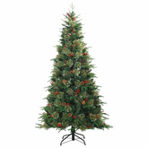 Sztuczna choinka z zawiasami Zielony 210 cm PVC, PE i Stal