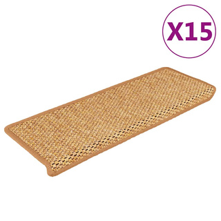 Samoprzylepne nakładki na schody, 15 szt., 65x21x4cm, sisal