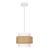 Lampa wisząca z abażurem Nuget biała z kremowym abażurem do jadalni