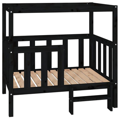 vidaXL Legowisko dla psa, czarne,105,5x83,5x100cm, lite drewno sosnowe