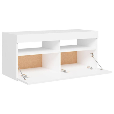 vidaXL Szafka pod TV z oświetleniem LED, biała, 90x35x40 cm