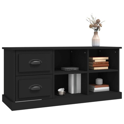 vidaXL Szafka pod TV, czarna, 102x35,5x47,5cm, materiał drewnopochodny
