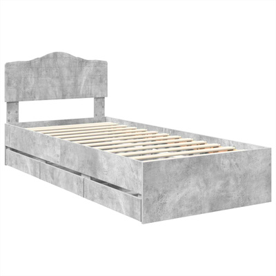Ramka łóżka Betonowy szary 75 x 190 cm Drewno inżynieryjne