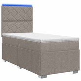 Łóżko z box spring LED z materacem Ciemnoszary 100 x 200 cm