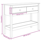 Stolik konsolowy, biały, 100x35x75 cm, lite drewno sosnowe
