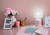 Lampka nocna Iner różowa ceramiczna z abażurem Candellux