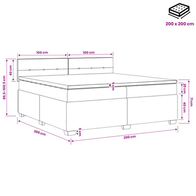Łóżko Box Spring z materacem i LED Ciemny brąz 200 x 200 cm