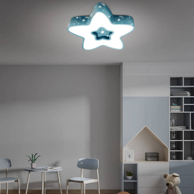 Lampa LED dziecięca sufitowa niebieska gwiazdka 36W + pilot