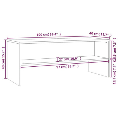 vidaXL Szafka pod TV, szara, wysoki połysk, 100x40x40 cm