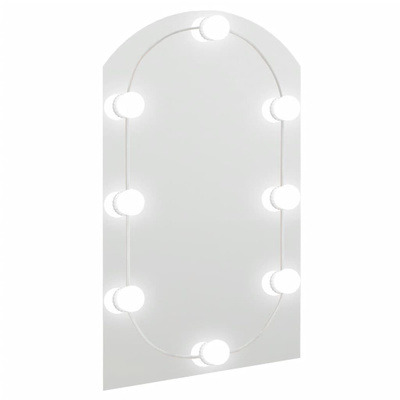 vidaXL Lustro z lampami LED, 90x45 cm, szklane, z łukiem