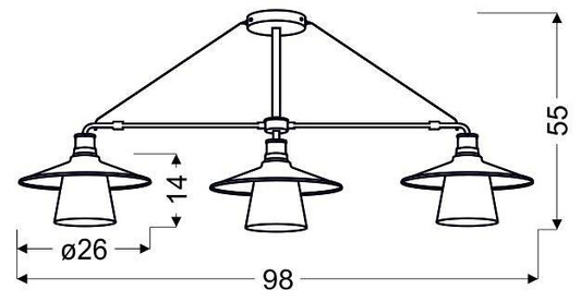 Lampa wisząca sufitowa czarna matowa 3x60W Loft Candellux 33-43115