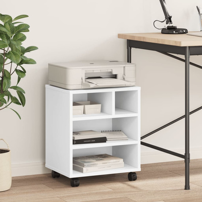 Stojak pod drukarkę, z kółkami, biały, 41x32x48 cm