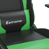 vidaXL Masujący fotel gamingowy z podnóżkiem, czarno-zielony, ekoskóra