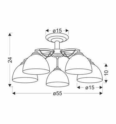 Filona Lampa Sufitowa Chromowy 5X40 E27 Klosz Biały