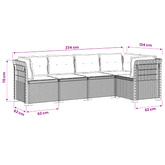 5-osobowa sofa ogrodowa z poduszkami w stylu rattanowym PP