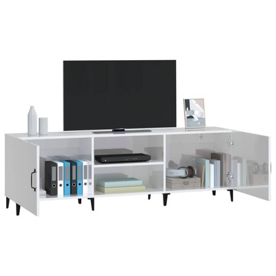 vidaXL Szafka pod TV, wysoki połysk, biała, 150x30x50 cm