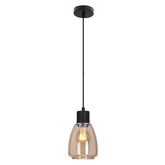 MOLDO lampa wisząca czarny 1x40W E27 klosz bursztynowy  31-35073
