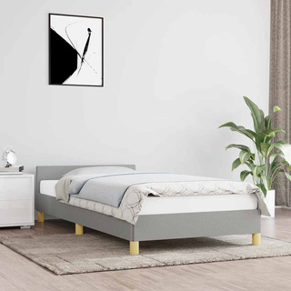 vidaXL Rama łóżka z zagłówkiem, jasnoszara, 100x200 cm, obity tkaniną model standard